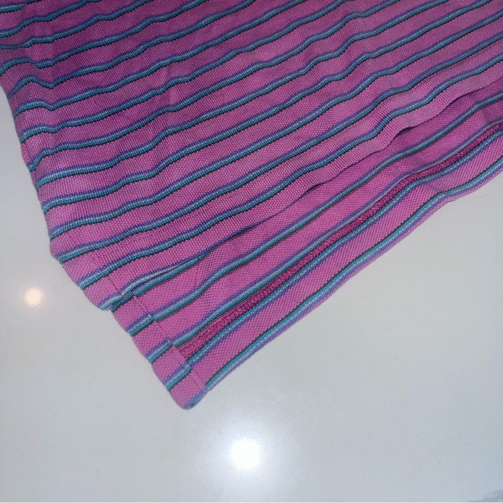 Vintage Lacoste Collection 80s Pink Teal Purple Shirt with Tennis Tails L - Picture 4 of 8